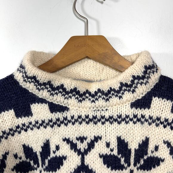 EMS Wool Men XL Birdseye Sweater Fair Isle Scotland Eastern Mountain Sports - Picture 5 of 10